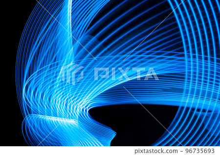 Abstract technology background of long exposure light on black. Abstract technology background of long exposure light on black. 96735693
