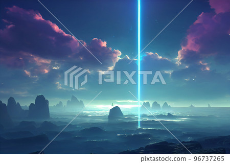 插圖 幻想 遊戲 自然 山 天空 雄偉 山脈 96737265