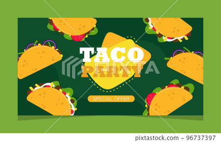 Mexican food service offer, web page. Landing banner with promo, vector Mexican food service offer, web page. Landing banner with promo, vector 96737397
