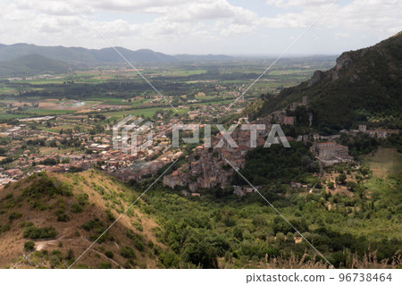 Panoramic view of Pietravairano, a village in the province of Caserta, Italy. Panoramic view of Pietravairano, a village in the province of Caserta, Italy. 96738464
