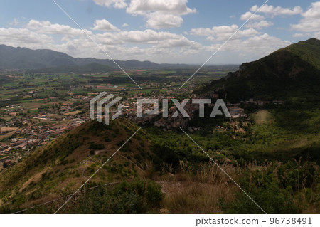 Panoramic view of Pietravairano, a village in the province of Caserta, Italy. Panoramic view of Pietravairano, a village in the province of Caserta, Italy. 96738491