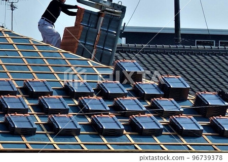 Replacement work for disaster prevention tiles Material background 96739378