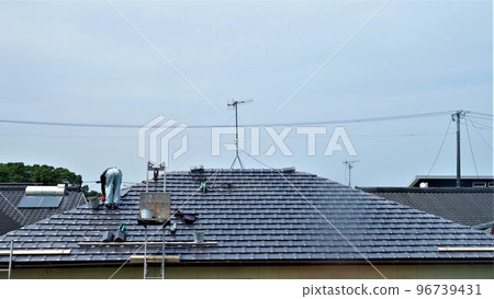 Replacement work for disaster prevention tiles Material background Replacement work for disaster prevention tiles Material background 96739431