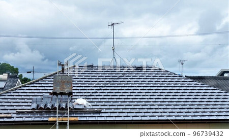 Replacement work for disaster prevention tiles Material background Replacement work for disaster prevention tiles Material background 96739432