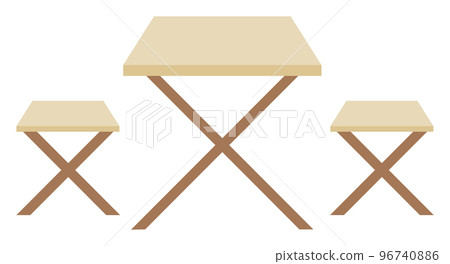 Wooden Benches and Table Outdoors Furniture Vector Wooden Benches and Table Outdoors Furniture Vector 96740886