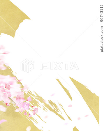 櫻花和金葉背景 96743112