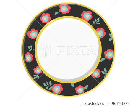 帶花卉圖案的可愛盤子，黑色 96743824