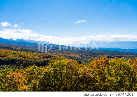 八嶽山和盛開的紅葉 | 女神展望台 | 長野縣茅野市 八嶽山和盛開的紅葉 | 女神展望台 | 長野縣茅野市 96744201
