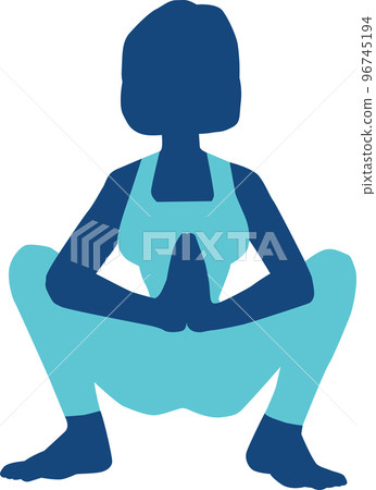 一個容易分娩的女人（Malasana）練習瑜伽的人插圖素材 96745194