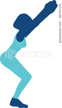 做椅子姿勢的女人（Utkatasana）練習瑜伽的人插圖素材 96745195