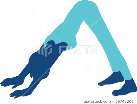 做下犬式（下犬式）的女人練習瑜伽的人插圖素材 96745205