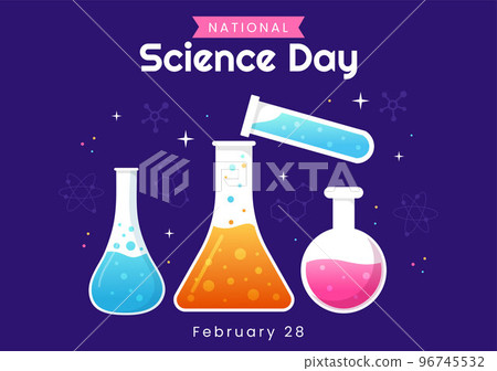 National Science Day February 28 Related to Chemical Liquid, Scientific, Medical and Research in Flat Cartoon Hand Drawn Templates Illustration 96745532