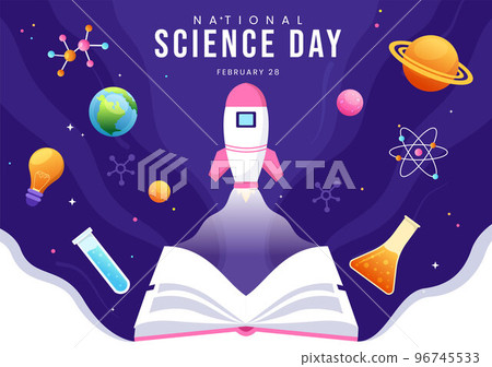 National Science Day February 28 Related to Chemical Liquid, Scientific, Medical and Research in Flat Cartoon Hand Drawn Templates Illustration 96745533