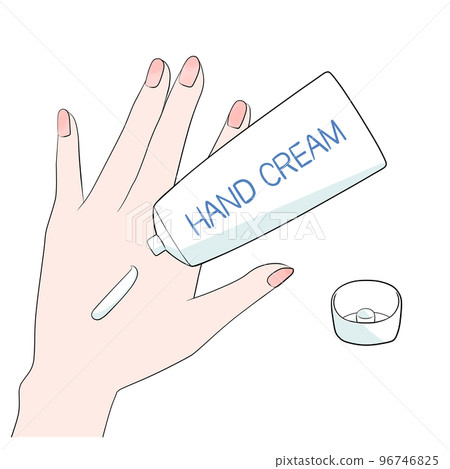 (Anime coloring) Illustration of handing out a tube of hand cream 96746825