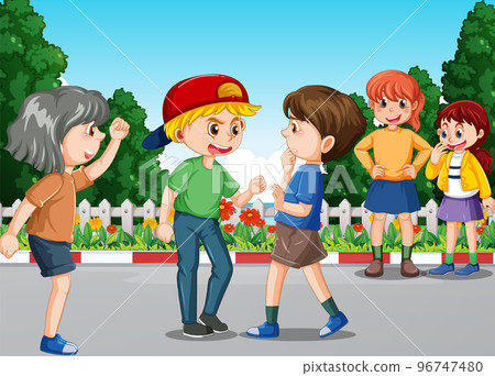 A boy bullied by other kids A boy bullied by other kids 96747480