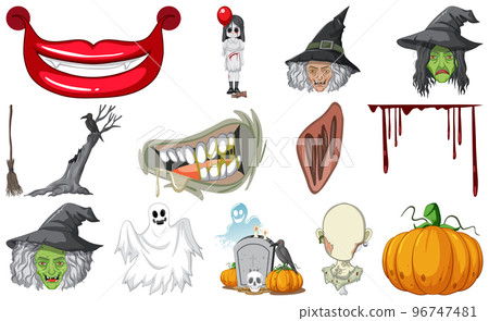 Set of horror halloween objects and cartoon characters Set of horror halloween objects and cartoon characters 96747481