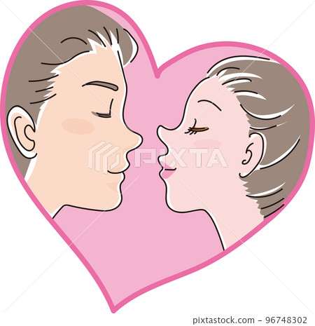 Men and women facing each other _ heart _ color 96748302