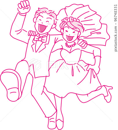 結婚_兩人奔跑_品紅1色 結婚_兩人奔跑_品紅1色 96748331