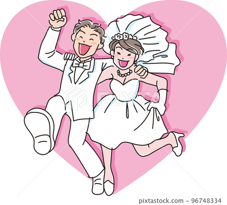 結婚_兩人奔跑_心_色 結婚_兩人奔跑_心_色 96748334