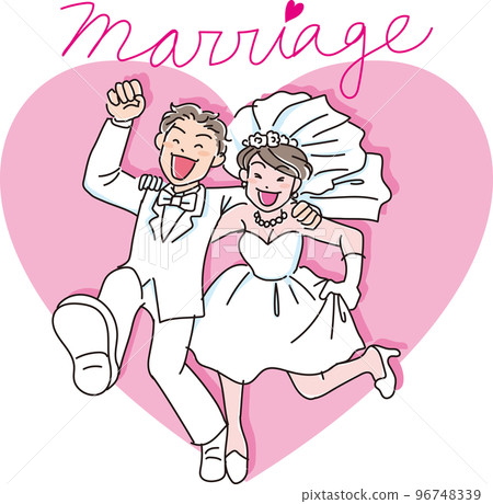Marriage_Two people running_Marriage_Heart_Color 96748339