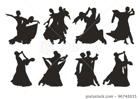 Silhouette of waltz pair. Couple dancers 96748835