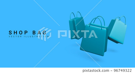 Set of 3d realistic colorful shopping bags. Vector Illustration 96749322