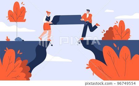 Team building bridge, business cooperation concept 96749554