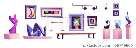 Museum or gallery interior with modern artworks Museum or gallery interior with modern artworks 96749600