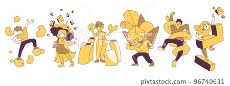 Contemporary characters with geometric shapes Contemporary characters with geometric shapes 96749631