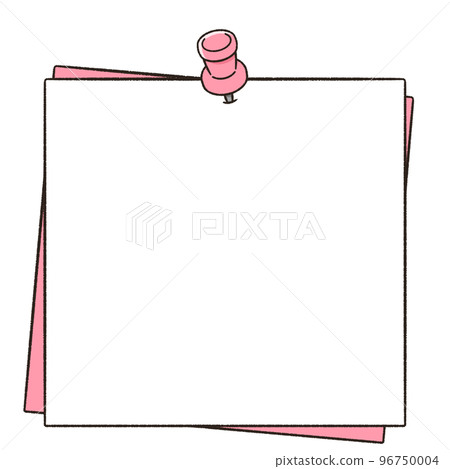 用圖釘固定的備忘錄紙的框架插圖 用圖釘固定的備忘錄紙的框架插圖 96750004