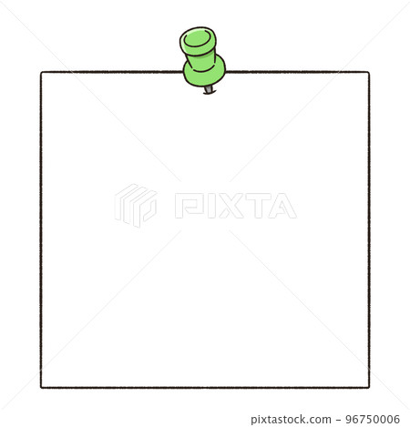 用圖釘固定的備忘錄紙的框架插圖 96750006