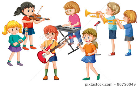 Children playing musical instrument Children playing musical instrument 96750049