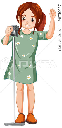 Singer woman in green dress 96750057