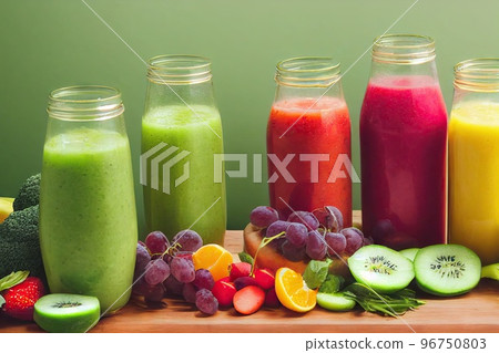 Detox juice from organic vegetables and fruits for healthy diet Detox juice from organic vegetables and fruits for healthy diet 96750803