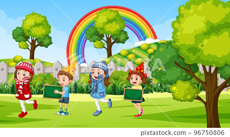 Park scene with children playing 96750806