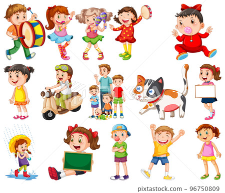 Happy children in different actions Happy children in different actions 96750809
