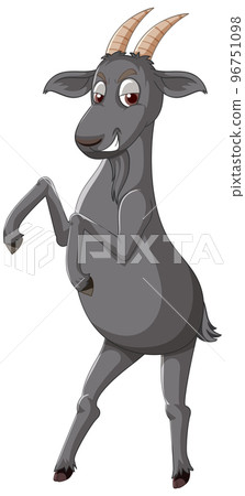 Black goat standing on two legs 96751098