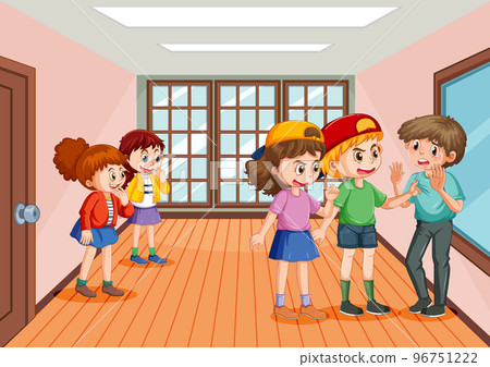 School bullying with student cartoon characters 96751222
