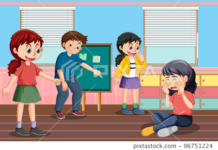 School bullying with student cartoon characters 96751224