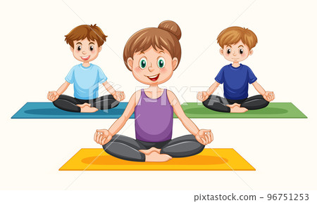 Group People Practicing Exercises Different Kinds Stock Vector