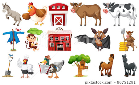 Farm animals on white background Farm animals on white background 96751291
