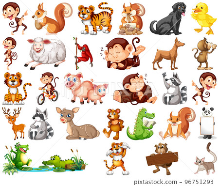 Set of animal cartoon character Set of animal cartoon character 96751293