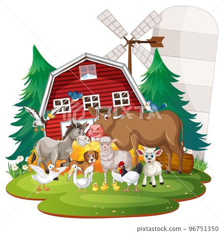 Farming theme with many animals 96751350