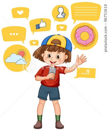 A girl using smartphone for online learning A girl using smartphone for online learning 96751619