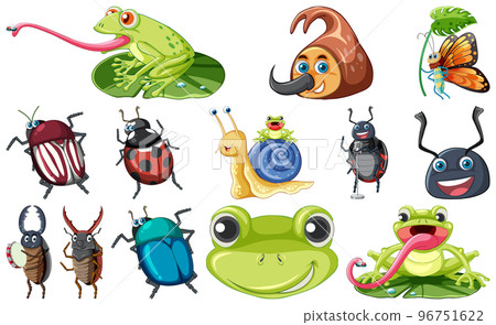 Set of various insects and amphibians cartoon 96751622