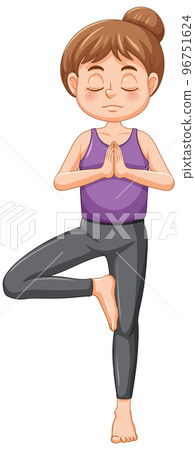 A girl doing yoga cartoon character A girl doing yoga cartoon character 96751624