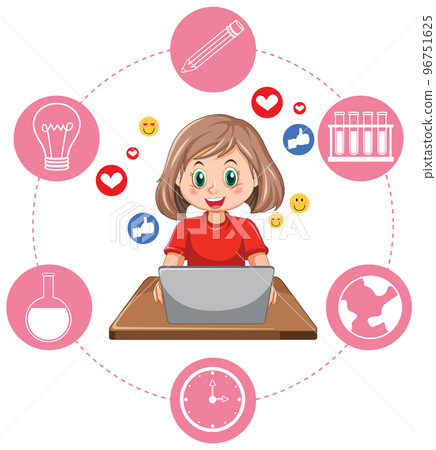A girl using smartphone for online learning A girl using smartphone for online learning 96751625