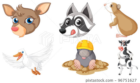 Set of various animals cartoon characters 96751627