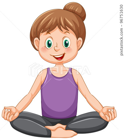A girl doing yoga cartoon character 96751630