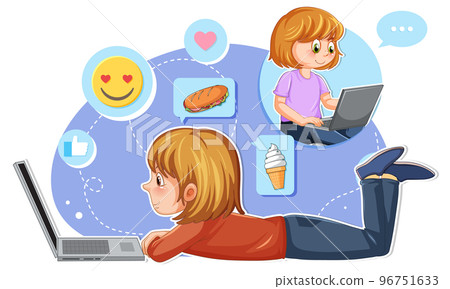 A girl using laptop for online learning A girl using laptop for online learning 96751633